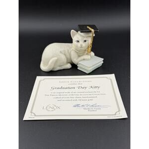 Lenox "Graduation Day Kitty" 12 Months of Kitties- June Bone China COA 2003